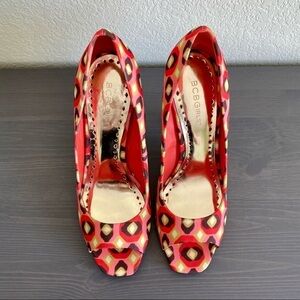 Red BCBGirls peep toe shoe
